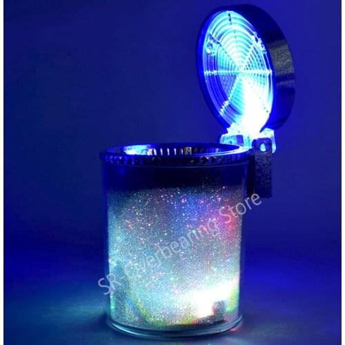 Car LED Ashtray Light Cigarette Smoke Travel Remover Ash Cylinder Car Smokeless Smoke Cup Holder Easy Clean Car Accessories