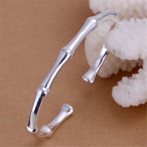 Bangle retro fashion jewelry silver color Charms hot sale nice cute Bamboo Bracelet Christmas gift Valentines day B095