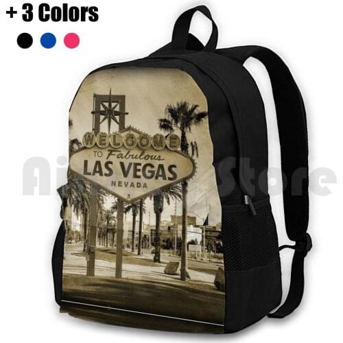 Welcome To Las Vegas Sign Series 2 Of 6 Sepia Grunge Outdoor Hiking Backpack Waterproof Camping Travel Las Vegas Nevada Nv Usa