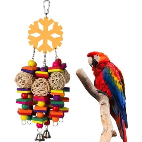 Dorakitten 1pc Bird Toy Wooden Rattan Ball Hanging Bird Chew Toy Block Parrot Hanging Toys Pet Supplies