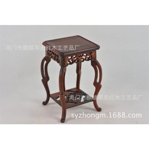 [Rain] Zhong mahogany red wood mahogany small flower vase hippocampus several jade statues base