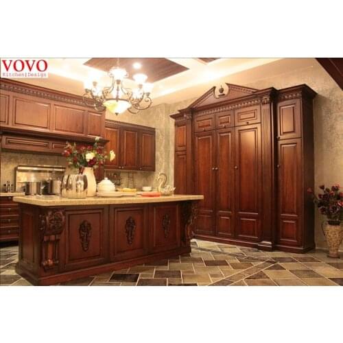 Elegant kitchen cupboards with overhang countertop for breakfast