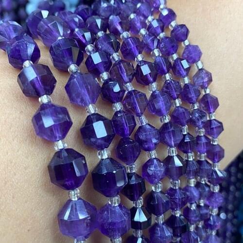 Fine AAA 100% Natural Stone Hard Cut Faceted Beads Prismatic Amethyst For Jewelry Making DIY Bracelet Necklace 6/8/10MM 15