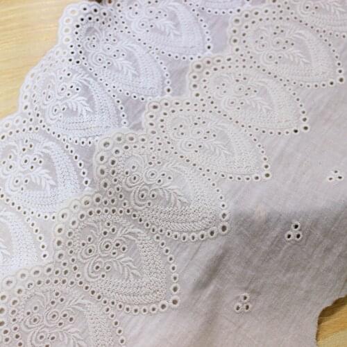 18cm Width 2yard/lot Beige/Off white Rose Flower Cotton Embroidery Lace Cloth Fabric Hem Handmade Decoration Accessory X299