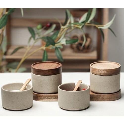 Retro Ceramic Storage Jar Kitchen Set Japan Style Home Container Spices Condiments Salt Sauce Rangement Cuisine Organizer Box