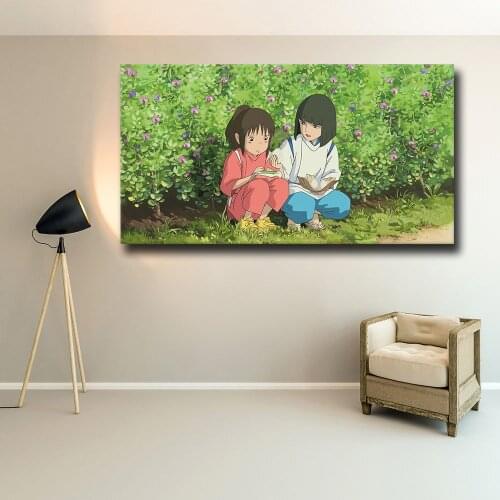 Classic Movie Spirited Away Canvas Painting Hayao Miyazaki Japan Anime Poster Prints Wall Art Pictures Living Room Home Decor