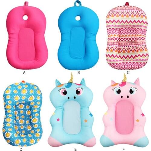 Baby Shower Bath Tub Pad Non-Slip Bathtub Seat Support Mat Newborn Safety Security Bath Support Cushion Foldable Soft Pillow