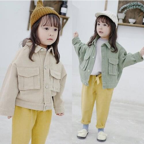 Unisex Toddler Kids Jackets Kids Casual Autumn Coat Korean Solid Loose Big Pocket Jacket for Boys Girls Children Clothes Coats