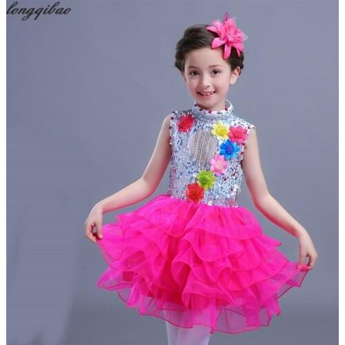 Summer children dress princess dress girls sequined students choral service performance clothing TB7408