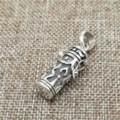 925 Sterling Silver Cylinder Locket Charm Prayer Memory Wish Box Pendant for Necklace