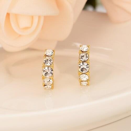 Cute Romantic Style stone Earrings Jewelry Gold Paved with AAA Cubic Zircon Hoop Earrings for Women girls kids wedding gifts