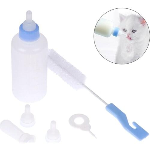 1set Puppy Kitten Feeding Bottle Set Pet Dog Cat Bady Nursing Water Milk Feeder With Cleaning Brush Newborn Cat Drinking Bottle