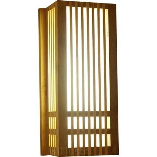 Natural Bamboo Wall Sconce living room restaurant cafe bedroom hotel hall Izakaya light wood wall lamp Japan style lighting