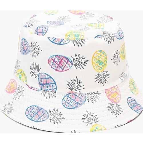 Ldslyjr 2021 Cotton Fruit Pineapple Print Bucket Hat Fisherman Hat Outdoor Travel Hat Sun Cap Hats for Men and Women 284