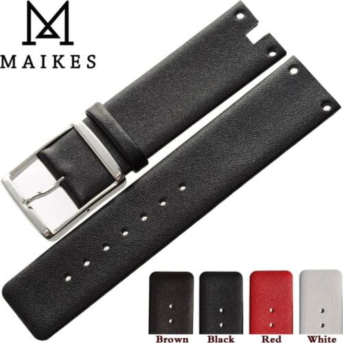 MAIKES New Watch Band Strap Genuine Leather Black White High Quality watchbands Case For CK Calvin Klein K9423101 and K9423107