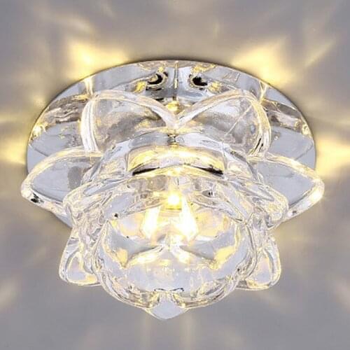 Modern LED Ceiling Light 3W 5W Living Room Aisle Light Corridor Light Foyer Entrance Lotus Crystal Ceiling Ceiling Light