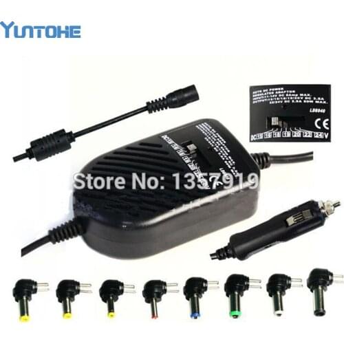 Universal DC 80W Car Auto Charger Power Supply Adapter Set for Laptop Notebook with 8 Detachable Plugs 200pcs/lot