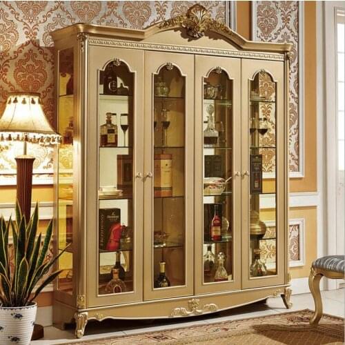 High quality bed Fashion European French Carved French style wine cabinet p10085