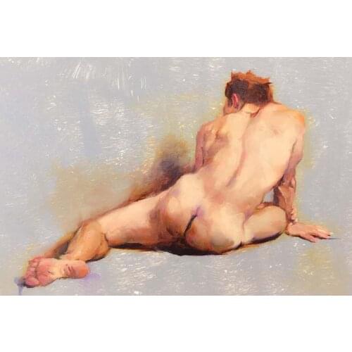 HIGH QUALITY PORTRAIT OIL PAINTING ON CANVAS NUDE MALE" 24"X36"