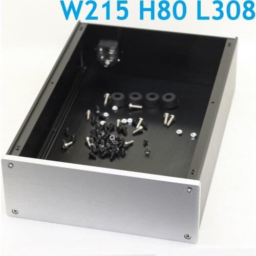 Size W215 H80 D308 Preamp Chassis Decoder Power Amplifier Supply Case DIY Aluminum Rear Case Simple Design JC2208