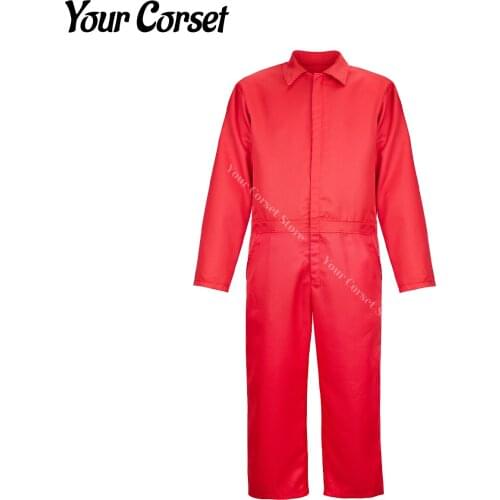 Funny Red Jumpsuit Men Burlesque Costume Cosplay Salvador Dali Costume Christmas Thief Costume Halloween Costumes for Adults