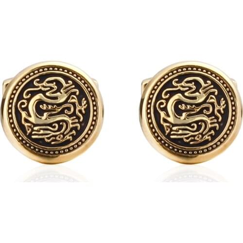 XKZM Cufflinks Golden Dragon Cuff Links for Mens Gifts Dad Cuff Buttons Wedding Favors For Fathers Day