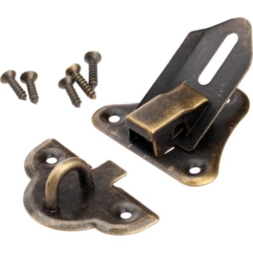 Latch Hasp 48x35mm 5 Screws Vintage Antique Bronze Iron Decorative Hook Wooden box lock Padlock case buckle Jewelry hardware