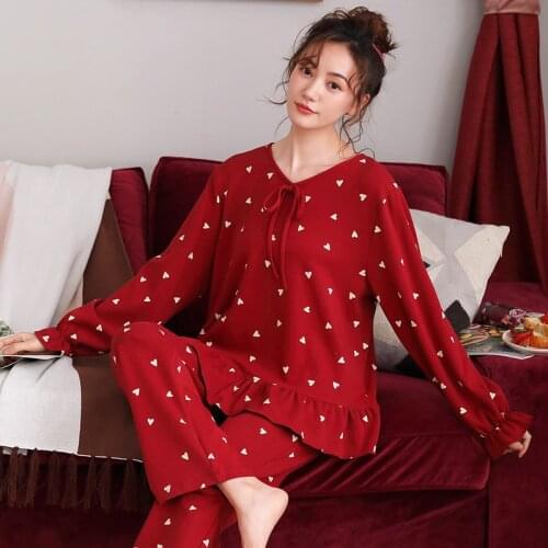 Women 2PCS Print Sweetheart Pajamas Sets Sexy V-Neck Bud Pyjamas Cotton Sleep Suit Nightwear Plus Size 3XL Summer Home Sleepwear