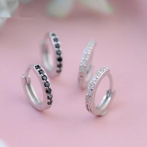 925 Sterling Silver Zircon Circle Stud Earrings Female Fashion Handmade Elegant Jewelry Accessories eh894