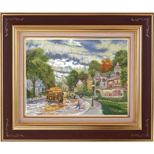 Magazine Romantic Street View Cross stitch Print Kit 11CT14CT18CT Handmade DIY Embroidery Kit