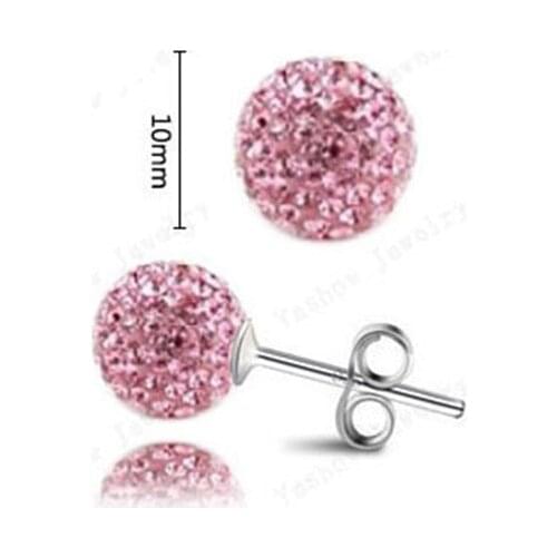 ZooMango Trendy Rhinestone Earrings Jewelry Classic Micro Disco Ball Beads CZ Crystal Stud Earrings For Women ER11