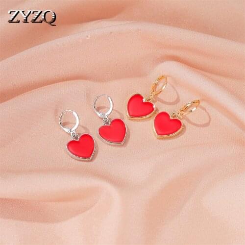ZYZQ Simple Peach Heart Earrings Fashion Crimson Love Earrings Give Girlfriend 520 Surprise Gift