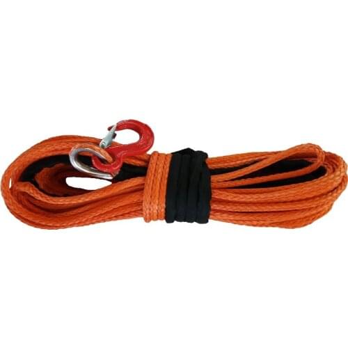 1/2"x 100' UHMWPE Winch Line With Hook Synthetic Pulling Rope 12-Strand Braid