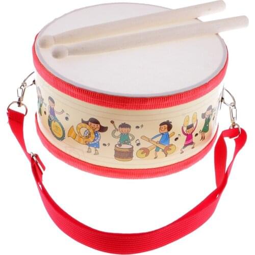 1 Set Hand Percussion Snare Drum with Wood Sticks for Kids Musical Toys Gifts