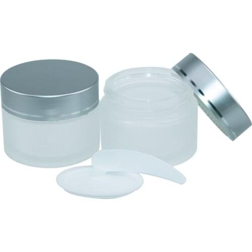 10Pcs 50g Frosted Vitreous Face Cream Bottle with Silver Cap Delicate Gifts Cosmetics Glass Jar Skin Care Products Vial