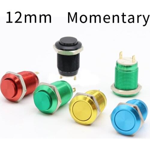 12mm Waterproof Momentary High Round Metal Push Button Switch Car Start Horn Speaker Bell Automatic Reset metal switch reset