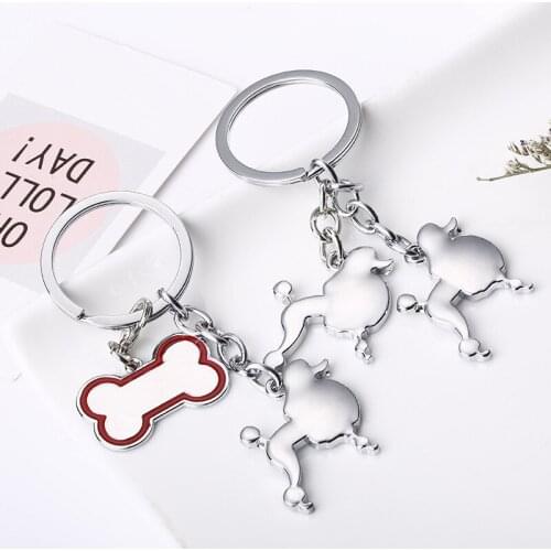 12pcs/lot poodle keychain cute key ring for women dog key chain key holder creative portachiavi chaveiro llaveros free shipping