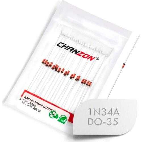 20 Pcs) 1N34A 1N34 Germanium Diode 50mA 65V DO-35 (DO-204AH) IN34A IN34 Axial GE for TV FM AM Radio Detection