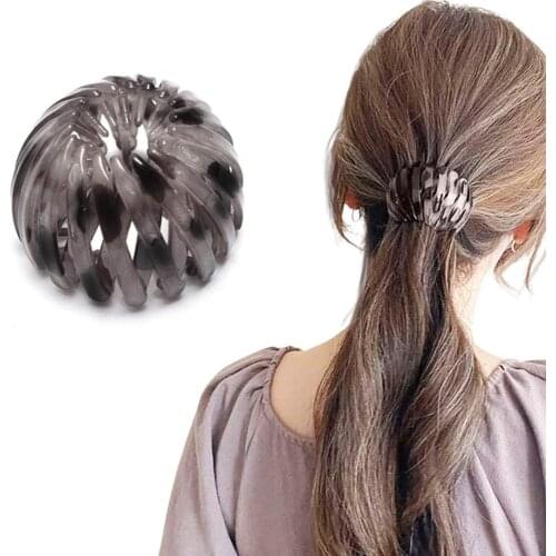2021 Fashion Retro Leopard Print Hairstyle Headbands Bird Nest Hairpin Ball Ponytail Hair Claw Ring Roop Clamp Headdress