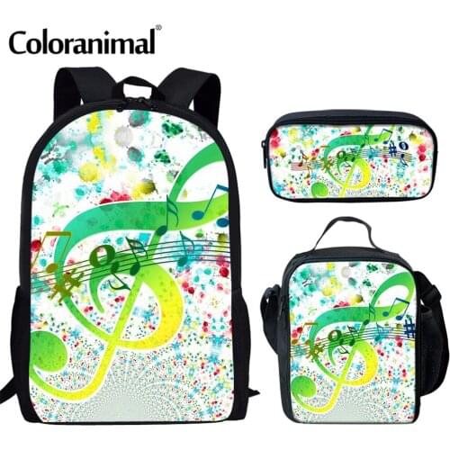 Coloranimal 3Pcs/Set Boys Girls Backpack Pencil Bag Luch Bag Fashion Style Note Printed Children Backpack Hot Sale Book Bag Sac