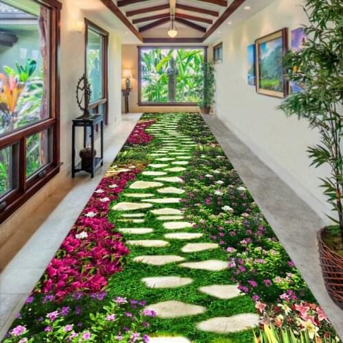 3D Corridor Rug Floral Plant Long Hallway Rug Livingroom Carpet Hotel Aisle Entrance Doormat Bedroom Bedside Area Rug Home Decor