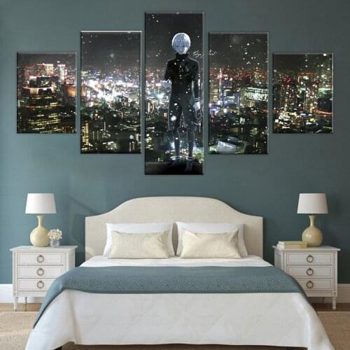 5 Pieces HD Print Canvas Painting Anime Ken Kaneki Tokyo Ghoul Modern Art Modular Frame Home Decor ChildrenS Room Unique Gift