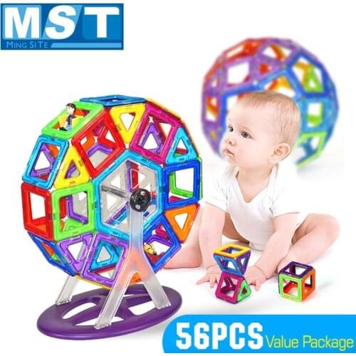 56PCS Innovative Big Size Magnatic Puzzle Toy Building Blocks Set Child Magnet Block Constructor Games Designer Educational Toys