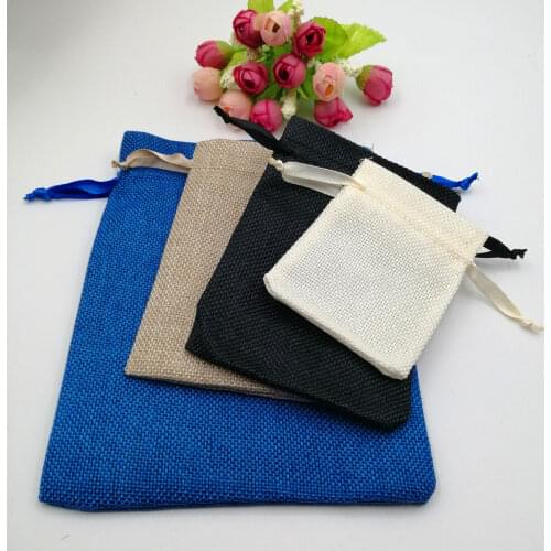 7x9 Jute Sack Ribbon Birthday Gift Bags Toile De Jute Drawstring Bag Jewelry Pouches Gift Bags Wedding Packing Bags Travel/Woman