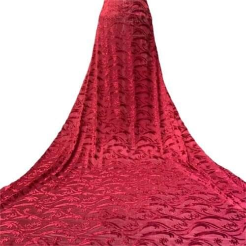 African Lace Fabric 2021 Red High Quality Velvet French Lace Fabric Sewing Nigerian Lace Fabrics For Wedding Dress