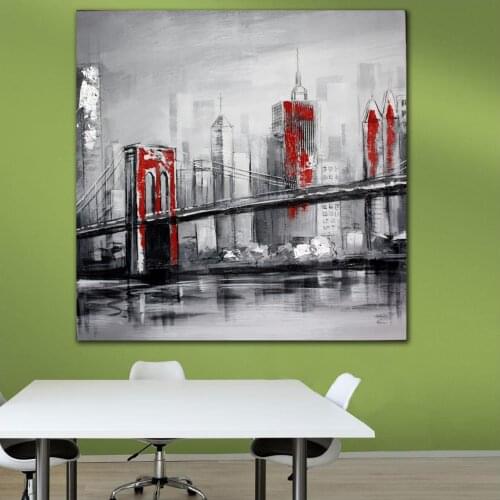 Large size Printing Oil Painting Abstract the big Gray city art canvas prints pictures for living room and bedroom No Frame