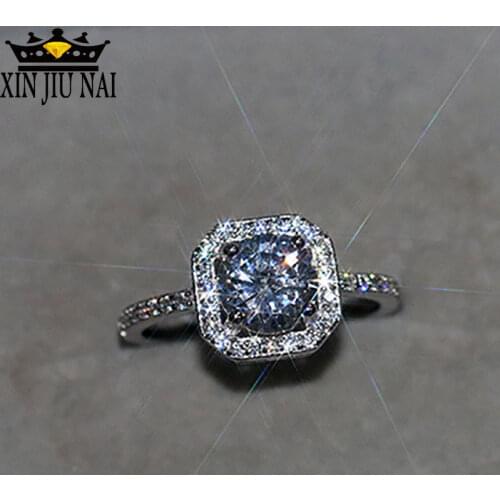 Brand Luxury Square Princess Cut Cubic Zircon Crystal 925 true Sterling Silver Ring For Women Wedding Engagement diamond Jewelry