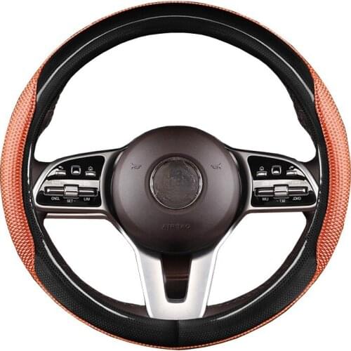 Car Steering Wheel Cover Honeycomb Structure Bright Leather Personality Fashion 38 Cm 15 " Red Accessories Decoration