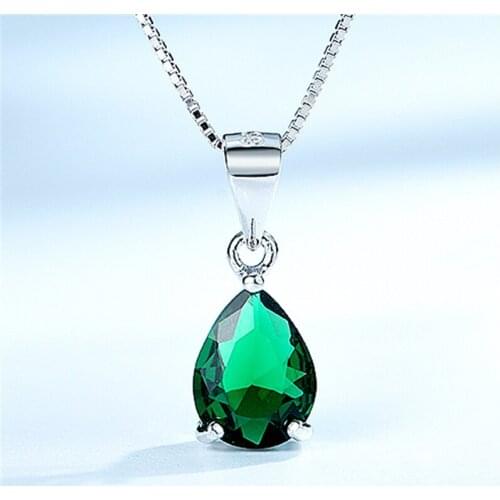 DY 925 Sterling Silver Pendant Pear Shape Gemstone Emerald Glass CZ Synthetic Stone For Women Trendy Fine Jewelry 925 Pendant