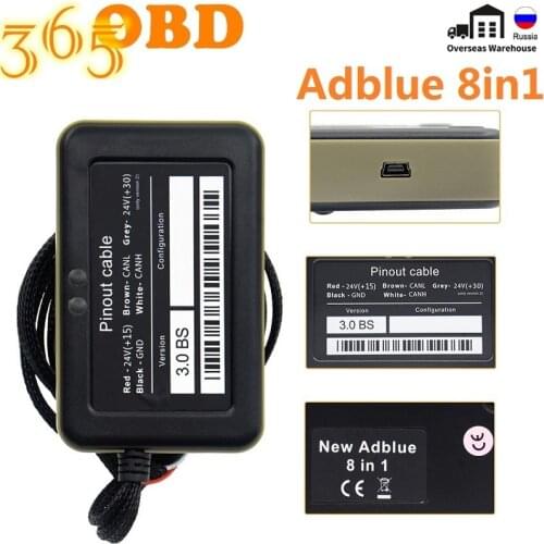 High Quality Adblue 8 IN1 Emulation Box with Programing Adapter +Adblue 9 IN 1 For M EN/MB/S CANIA/D AF/R ENAULT/C UMMIN